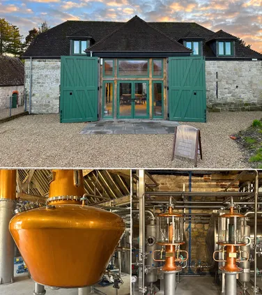 Witchmark Distillery outside and inside