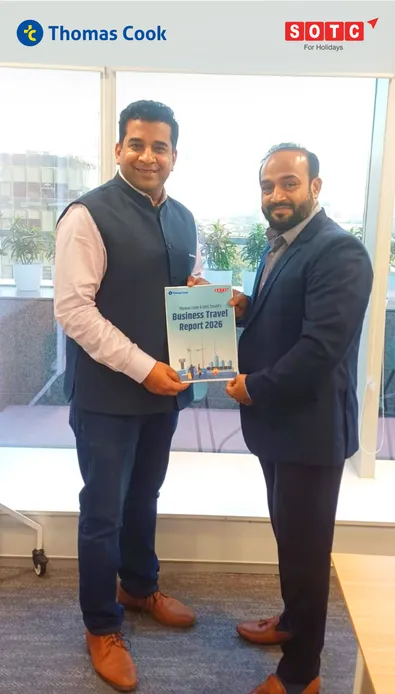 (on the left) Indiver Rastogi, President & Group Head, Global Business Travel, Thomas Cook (India) and SOTC Travel launching the report