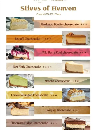 Cheesecake menu
