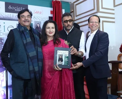 Shatrughan Sinha, Poonam Dhillon, Jackie Shroff and Magnate Publishing Founder Ashok Dhamankar at the Society Achievers Magazine cover unveiling at Red Box Juhu