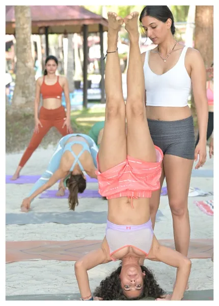 Ira Trivedi teaching yoga