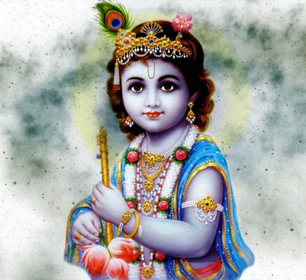 Indian Art - Krishna Painting - the Divine Smile of Balkrishna - Framed  Prints