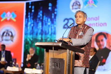 At HRAWI's regional convention, Dr. Shashi Tharoor captivates the audience with a keynote that positions tourism and hospitality as mirrors of a nation's soul