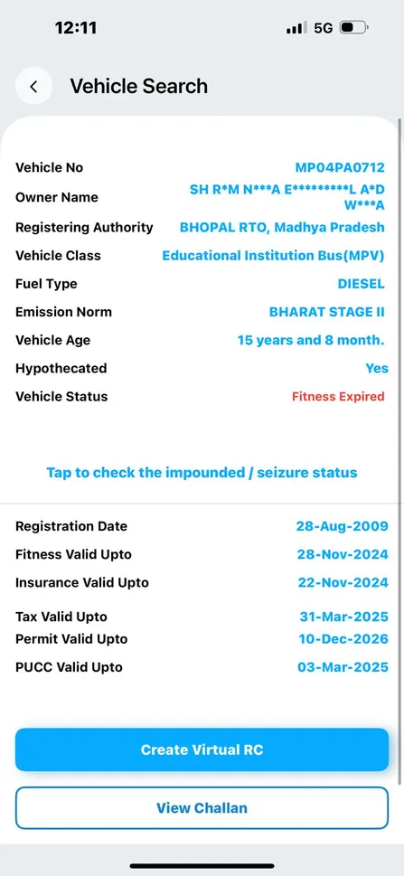 आरटीओ के मुताबिक, बस का फिटनेस, इंश्योरेंस और पीयूसी एक्सपायर हो चुके हैं।