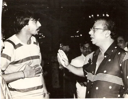 R D Burman (right) chats with Chaitanya  Padukone at film party