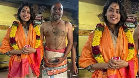 Janhvi Kapoor Takes Break from 'RC 16' Shoot to Visit Anjaneya Temple
