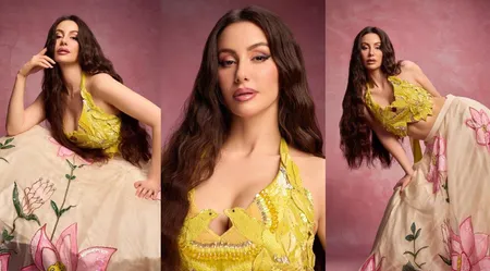 Giorgia Andriani Stuns in Ivory Hand-Painted Lehenga Worth ₹65K