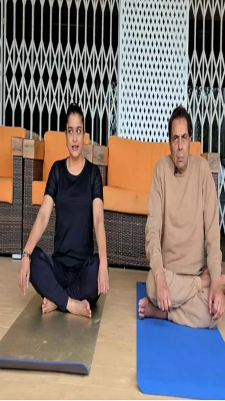 At 89, Dharmendra Marks World Yoga Day at His Lonavala Farmhouse with Actress Ekta Jain