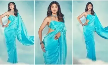 Shilpa Shetty's enthralling blue saree look is a gorgeous combination  of colour and craftsmanship