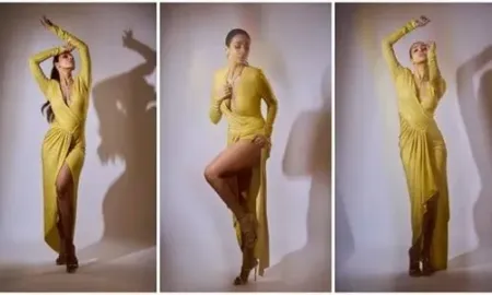 Malaika Arora makes bold fashion statement in ₹3.6 lakh yellow plunging neckline