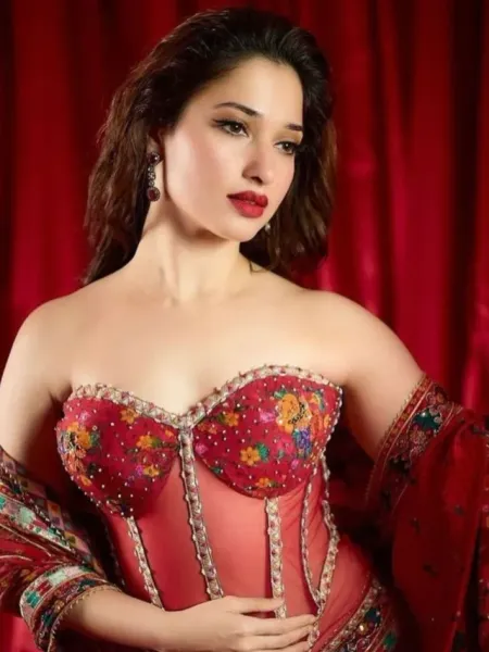 Tamannaah Bhatia looks Sizzling in Rosie Red Outfit