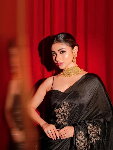Mouni Roy Black Silk Saree
