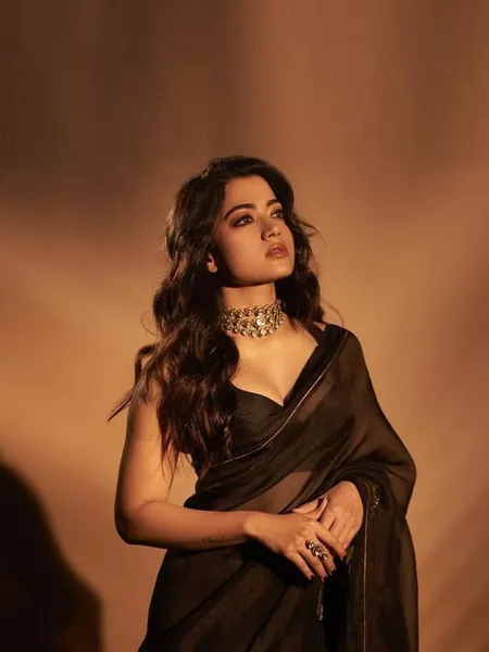 Rashmika Mandanna Black Saree