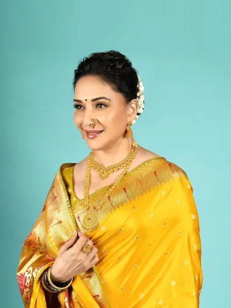 Madhuri Dixit Yellow Paithani Saree