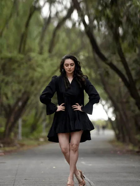 shruti-marathe-in-black-short-dress