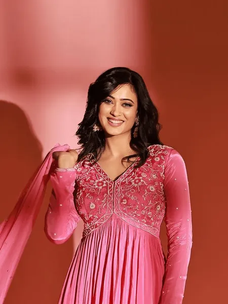 Shweta Tiwari Pink Anarkali Dress