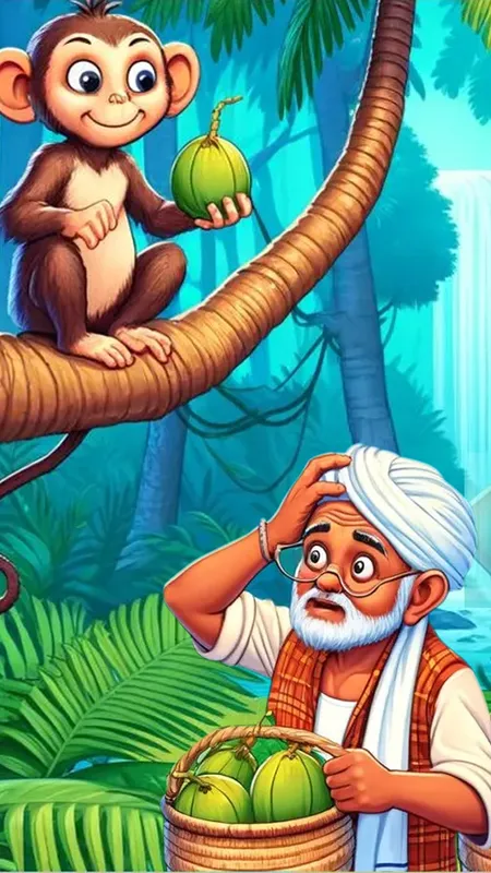 Jungle Story Hindi : चालाक बंदर और नारियल