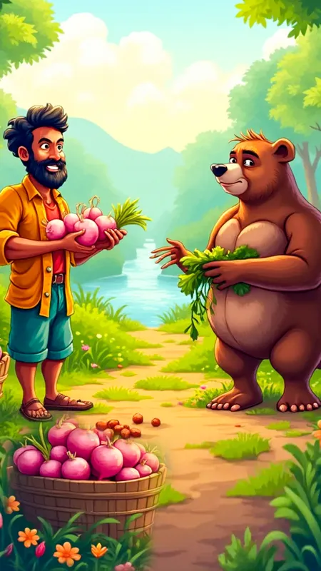 आलसी भालू और मेहनती किसान की प्रेरक कहानी