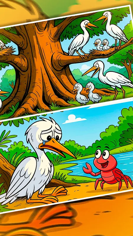 मूर्ख बगुला और चालाक केकड़ा: एक जंगल की कहानी