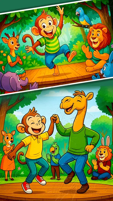 बंदर और ऊँट की जंगल प्रतियोगिता: एक सबक भरी कहानी