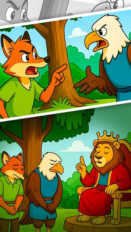 जंगल कहानी: मूर्ख बकबक और समझदार तेजदृष्टि की बहस