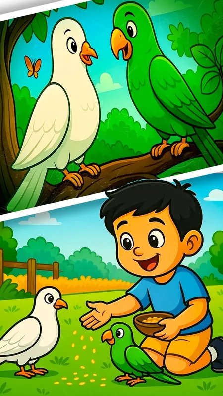 कबूतर और तोते की मित्रता: एक प्यारी हिंदी कहानी