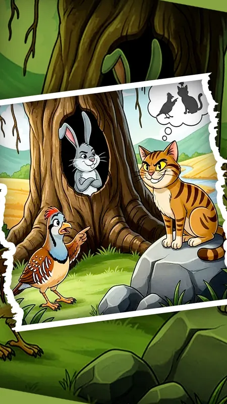 चतुर तीतर, चालबाज खरगोश और धूर्त बिल्ली का न्याय