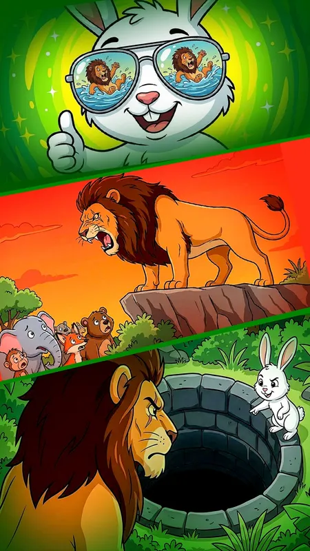 शेर की मूर्खता: चतुर चीकू खरगोश और कुएं का रहस्य