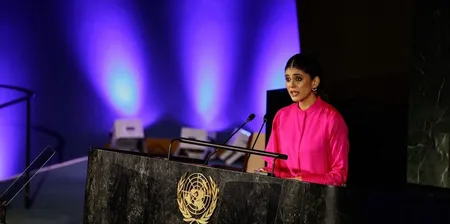 Sanjana Sanghi ने समिट ऑफ द फ्यूचर के उद्घाटन समारोह में अपनी बात रखी