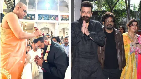 Double ISMART संजय दत्त अपने सह-कलाकार राम पोथिनेनी और काव्य के साथ आशीर्वाद लेने इस्कॉन मंदिर पहुंचें