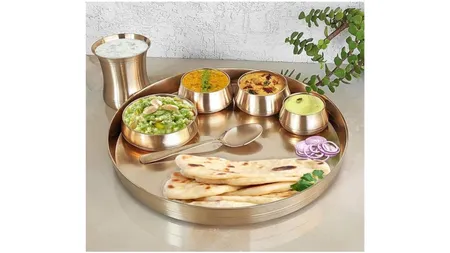 KEDAR Decor Pure Brass 7 Pieces Dinner Set