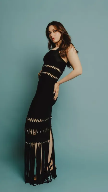 Tamannaah Bhatia wows in a black cut-out fringe gown