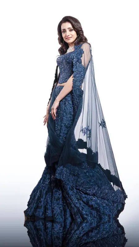 Trisha Krishnan Radiates Royal Charm in Navy Blue Lehenga