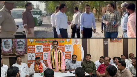 निरीक्षण करते यूपीसीबी के चेयरमैन आर.पी सिंह और बैठक करते भाजपाई