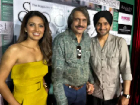 Cricketer Harbhajan Singh and Geeta Basra with Sr Journalist Chaitanya Padukone