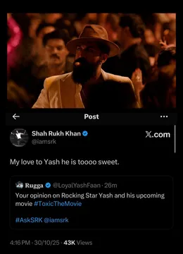 Shah Rukh Khan Sends Love to Yash and His Upcoming Film Toxic: A Fairy Tale for Grown-ups