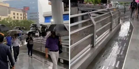 Viral Video: Commuters Walking On Uncovered Metro Connector In Andheri Amid Rain
