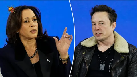 Elon Musk criticizes Kamala Harris for her remarks about Trump, calling it a "falsehood."