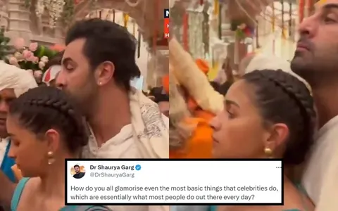 Watch: Ranbir Kapoor lauded for protecting Alia Bhatt inside the Ram mandir, see her charming reaction!