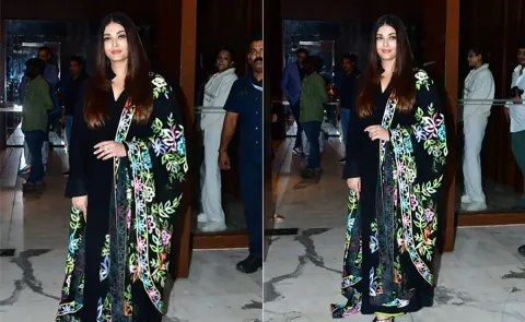 Aishwarya Rai's Black Embellished Anarkali Fails to Impress at SIIMA Awards: See Pics with Aaradhya