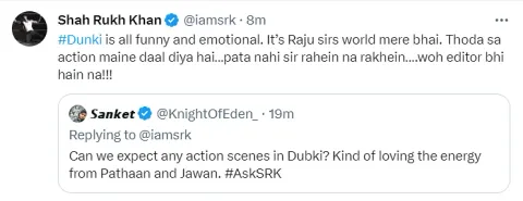 Bollywood Superstar Shahrukh Khan Did #ASKSRK On Twiiter Ahead Of His 'Dunki' Release