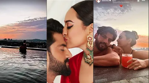 " Take A Look At Zaheer Iqbal and Sonakshi Sinha's Romantic Honeymoon Poolside"