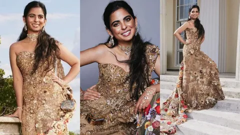 Isha Ambani Shines at Met Gala 2024 in Rahul Mishra Creation