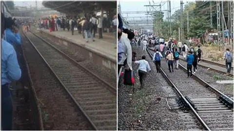 Bamboo Structure Falls on Mumbai Local Train Wire, Disrupting Services Temporarily