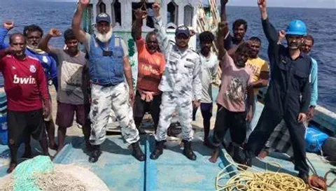 Indian Navy Rescues 36 Stranded Fishermen After Two-Day Ordeal