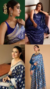 Navratri Day 7: Bollywood Divas Looking Like Queen in Royal Blue Saree