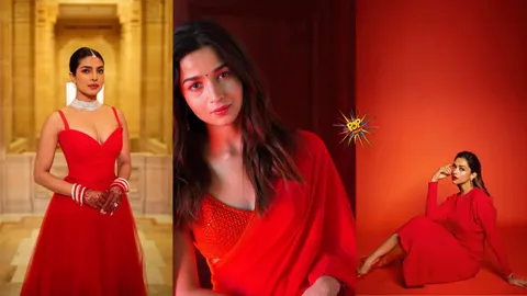 Navratri Day 6: Glamours 'Bollywood Moms' In Striking Red Outfits