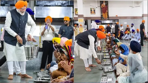PM Narendra Modi serves langar at a Gurudwara in Bihar Amid Elections
