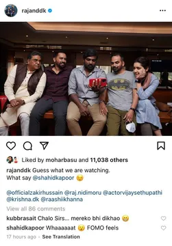 Is Kubbra Sait shooting for her next project with Shahid Kapoor and ave directors Raj and DK, this social media banter surely hints at that !