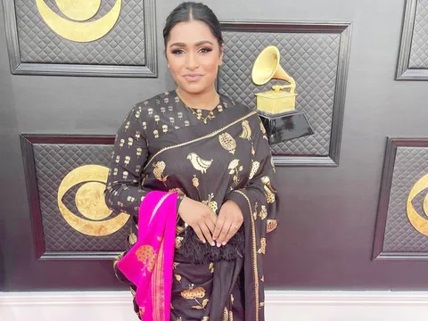Maryanne J. George flaunts a House of Masaba drape at the Grammy Awards